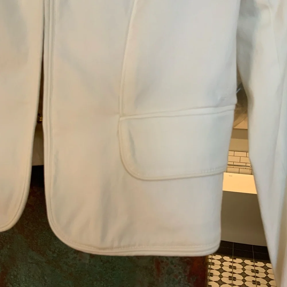 SOLD Burberry Prorsum $1795 White Collarless Cotton Blazer 44 Made in Italy - Picture 4 of 12